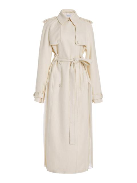 Eithne Trench Coat in Ivory Silk Wool