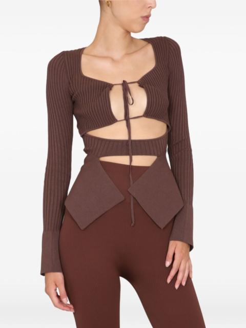 tie-front ribbed top