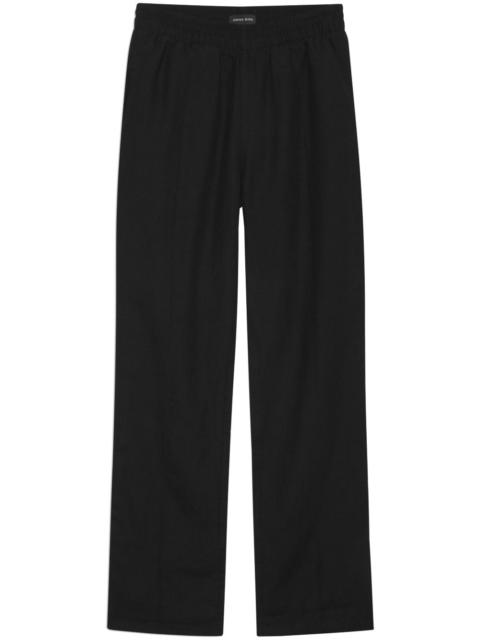 short-slit linen straight trousers
