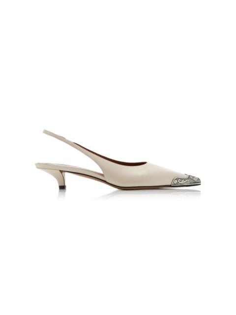 Jessica Leather Western Slingbacks white