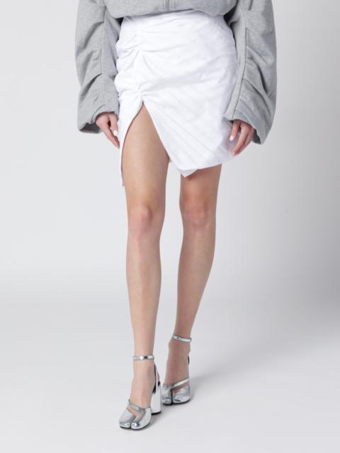 Asymmetrical white mini skirt in cotton blend