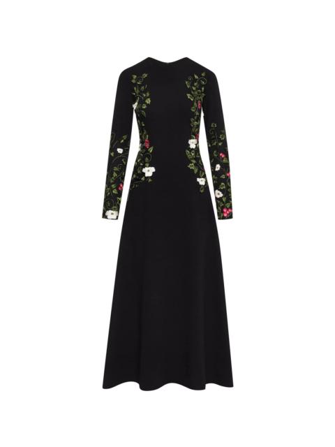 floral-embroidered midi dress