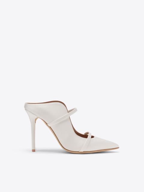 Maureen 100 White Satin Heeled Mules