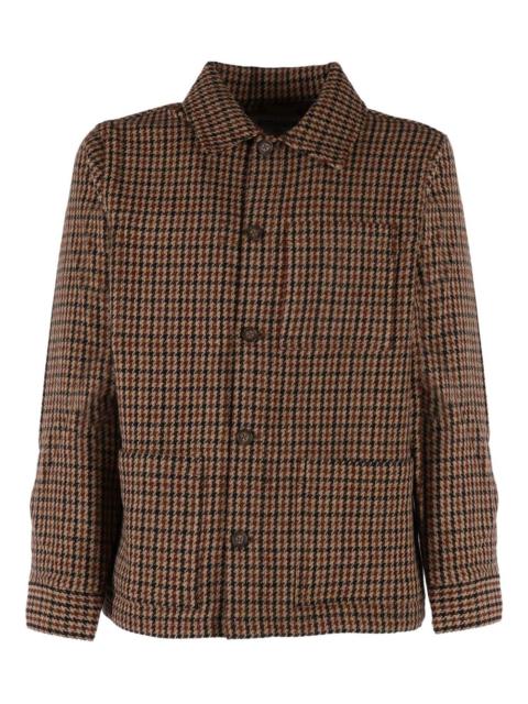 houndstooth button-fastening jacket