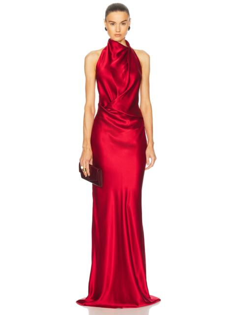 Halter Drape Bias Gown