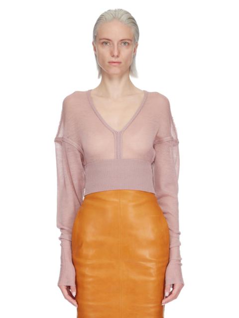semi-sheer V-neck cropped jumper