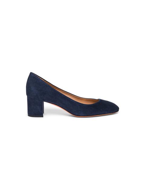 Women's blue suede mid-heel pump