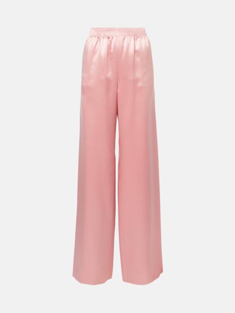 Silk duchess satin wide-leg pants