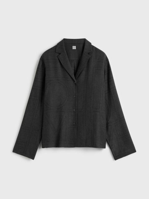 Monogram flannel pj top charcoal