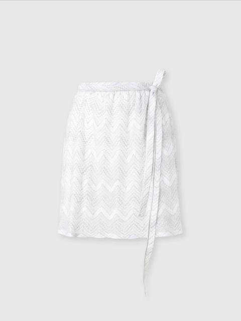 Wrap cover-up miniskirt in zig zag lamé viscose