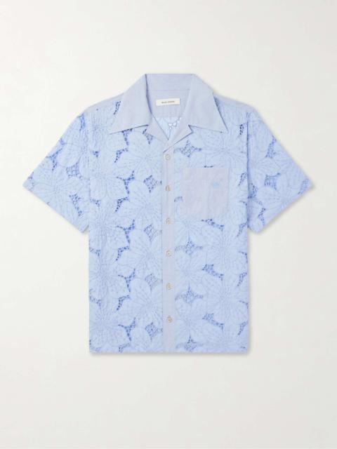 Highlife Camp-Collar Embroidered Broderie Anglaise Cotton-Blend Shirt