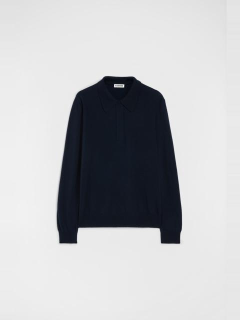 Lightweight Wool Polo Sweater