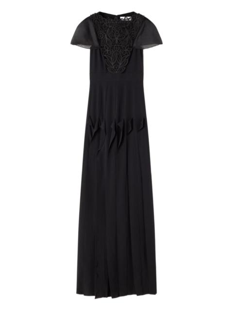 lace-detail pleated maxi dress