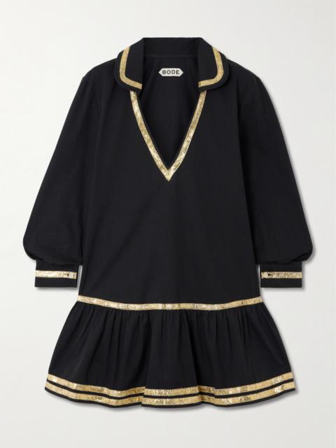 Embellished Cotton-poplin Mini Dress