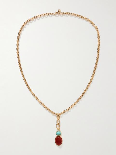 Gold-tone, Carnelian And Turquoise Necklace