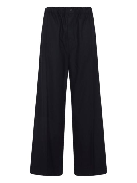 elastic-waist wide-leg trousers