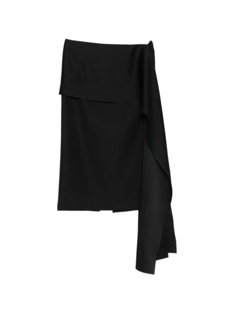 asymmetric-draped midi skirt