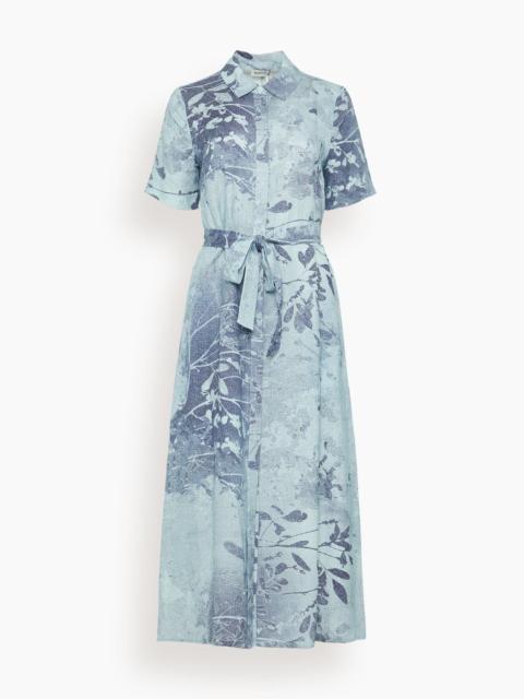 Audria Short Sleeve Belted Midi Dress in Sky Floral