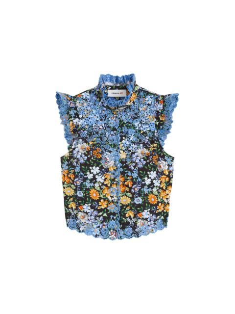 Rabanne H&M Patterned Poplin Top Black Multicolor