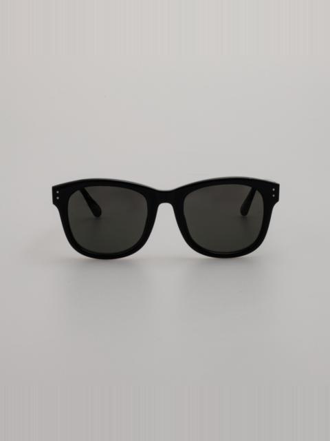 EDSON D-FRAME SUNGLASSES IN BLACK AND NICKEL