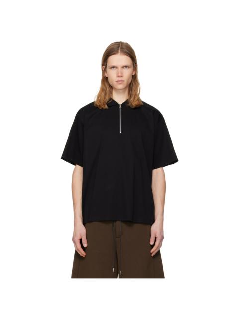 Black Cotton Jersey Polo