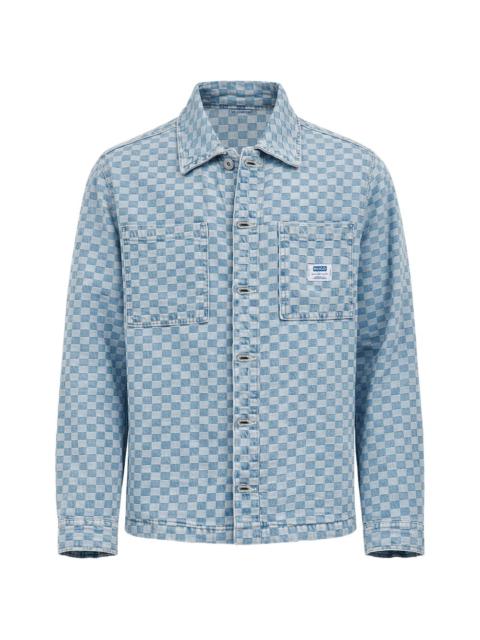 chequered button-fastening jacket