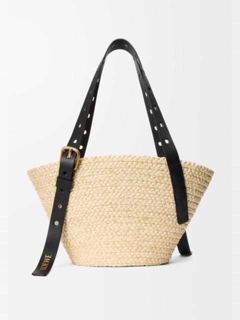 Small Punch Hole basket in raffia and calfskin