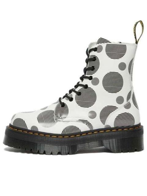 (WMNS) Dr. Martens Jadon Polka Dot Smooth Leather Platform Boots 'White Black' 26882101