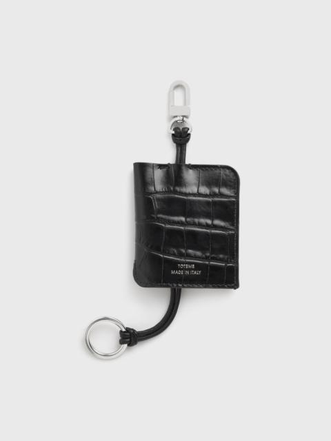 Croco-embossed keyring black