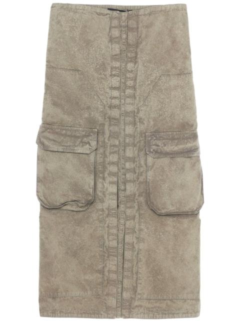 cargo-pocket midi skirt