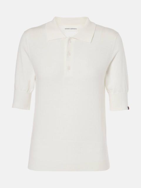 Knitted cotton and cashmere polo shirt