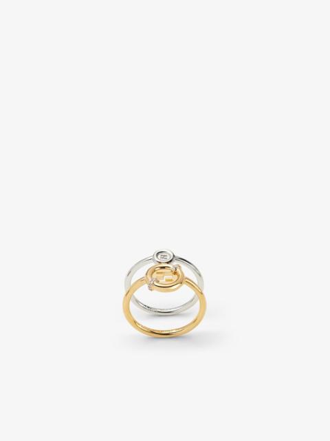 EverRound Fendi Ring Set of gold and silver-colored rings with crystals