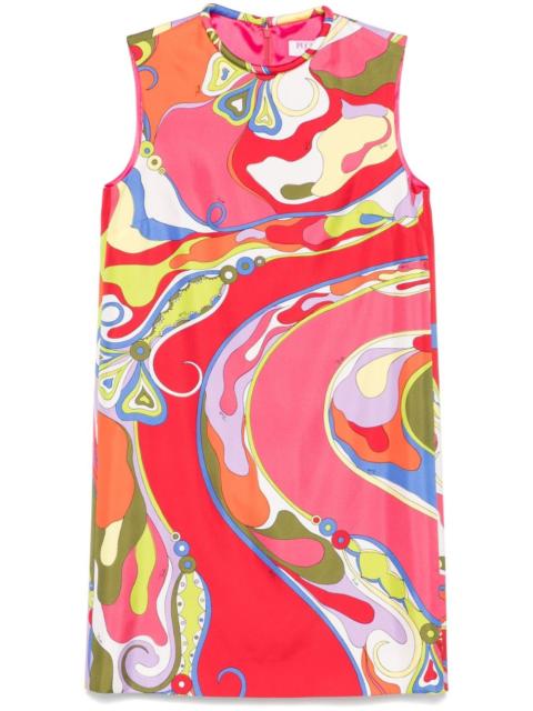 Orchidee-print silk mini dress
