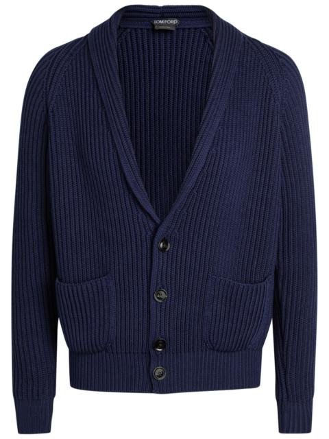 Tom Ford Shawl-collar Ribbed Cotton and Silk-blend Cardigan