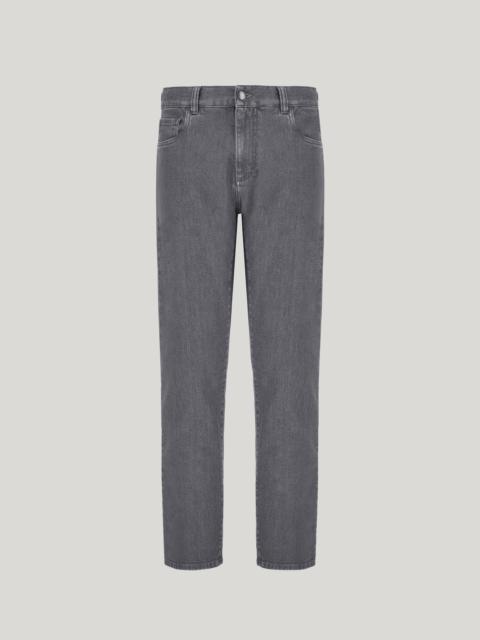 GRAY REGULAR FIT FIVE-POCKET DENIM PANTS