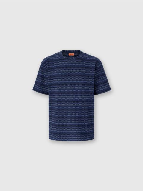 Crew Neck T-Shirt with Micro Zigzag