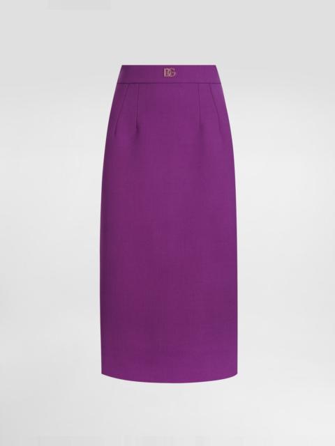 Wool crêpe sheath skirt