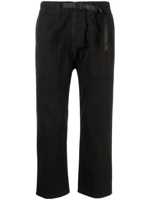 buckle-fastening cotton cropped trousers