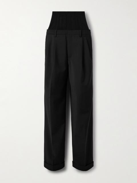 Mesh-trimmed Crepe Wide-leg Pants