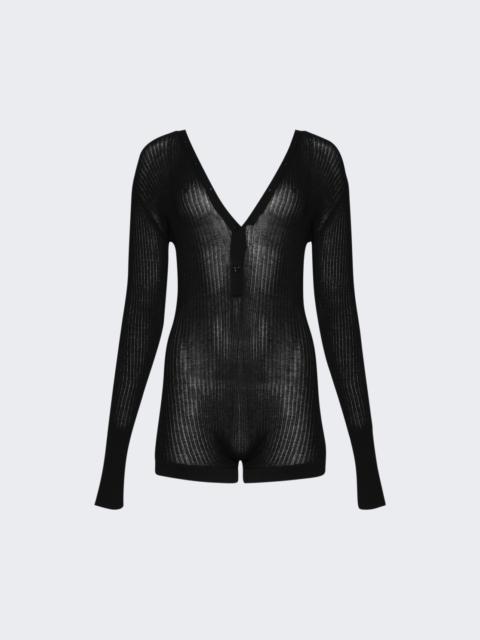 Knit Buttoned Bodyshort Black