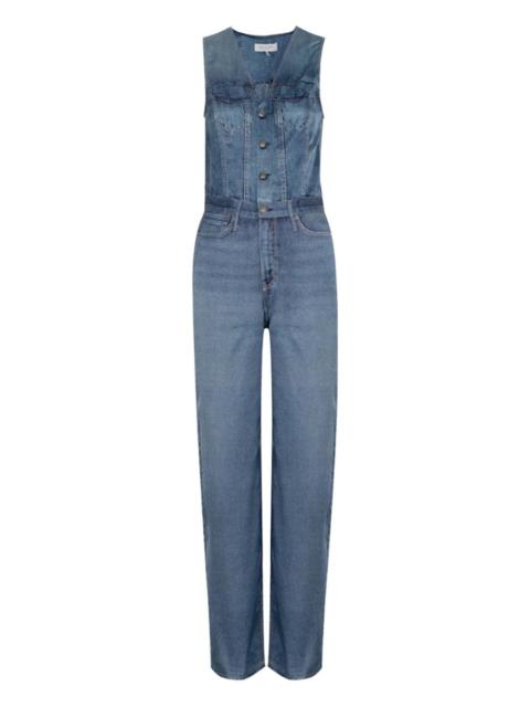 denim button-fastening jumpsuit
