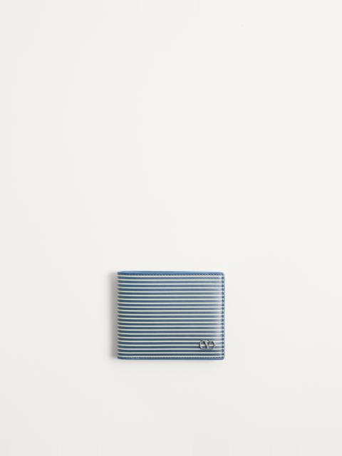 VALENTINO GARAVANI VLOGO SIGNATURE CALFSKIN WALLET WITH STRIPED PRINT