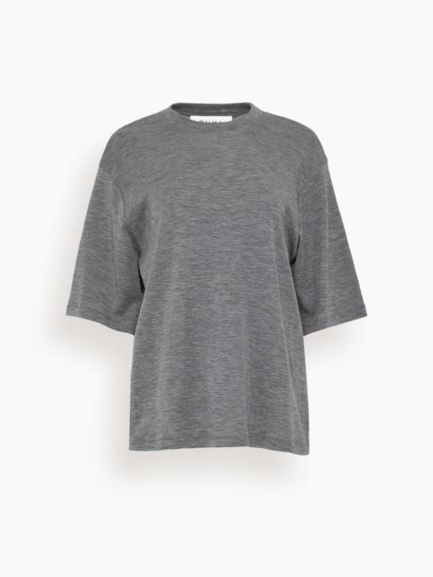 Oversized Soft Merino T-Shirt in Mid Grey Melange