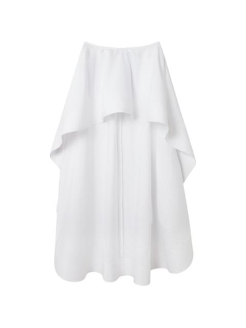 ruffled-overlay midi skirt