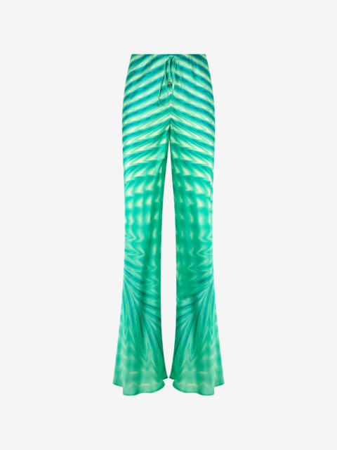 Optical Glass-Print Silk Pants
