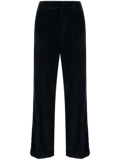 crochet-stripe cotton corduroy trousers