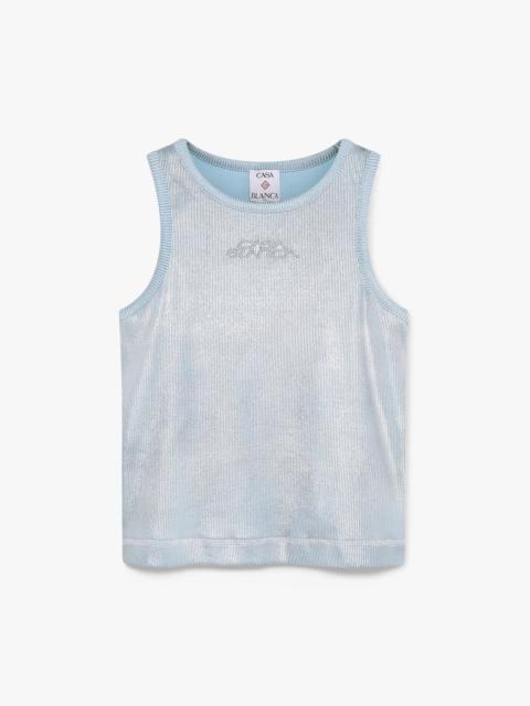Blue & Silver Plated Ribbed Tank Top | Casablanca Paris