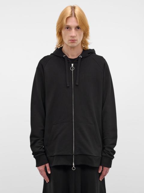 Black Cotton Raglan Zip Hoodie