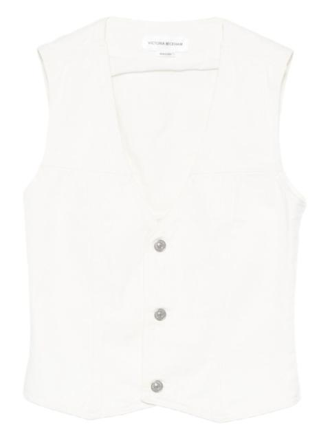 button-fastening sleeveless vest