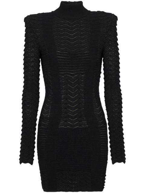 long-sleeve textured minidress